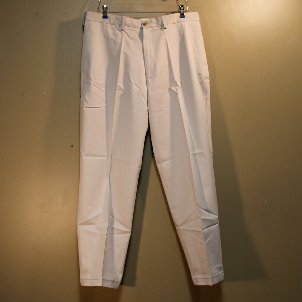 Lands End Men's Comfort Waist No Iron Chino Pants, Gray, 36” x 30”